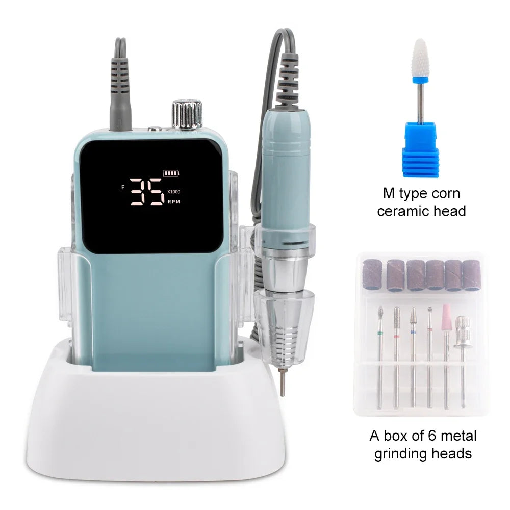 SIMINAIL Rechargeable Nail Drill - 35,000 RPM Electric File Machine