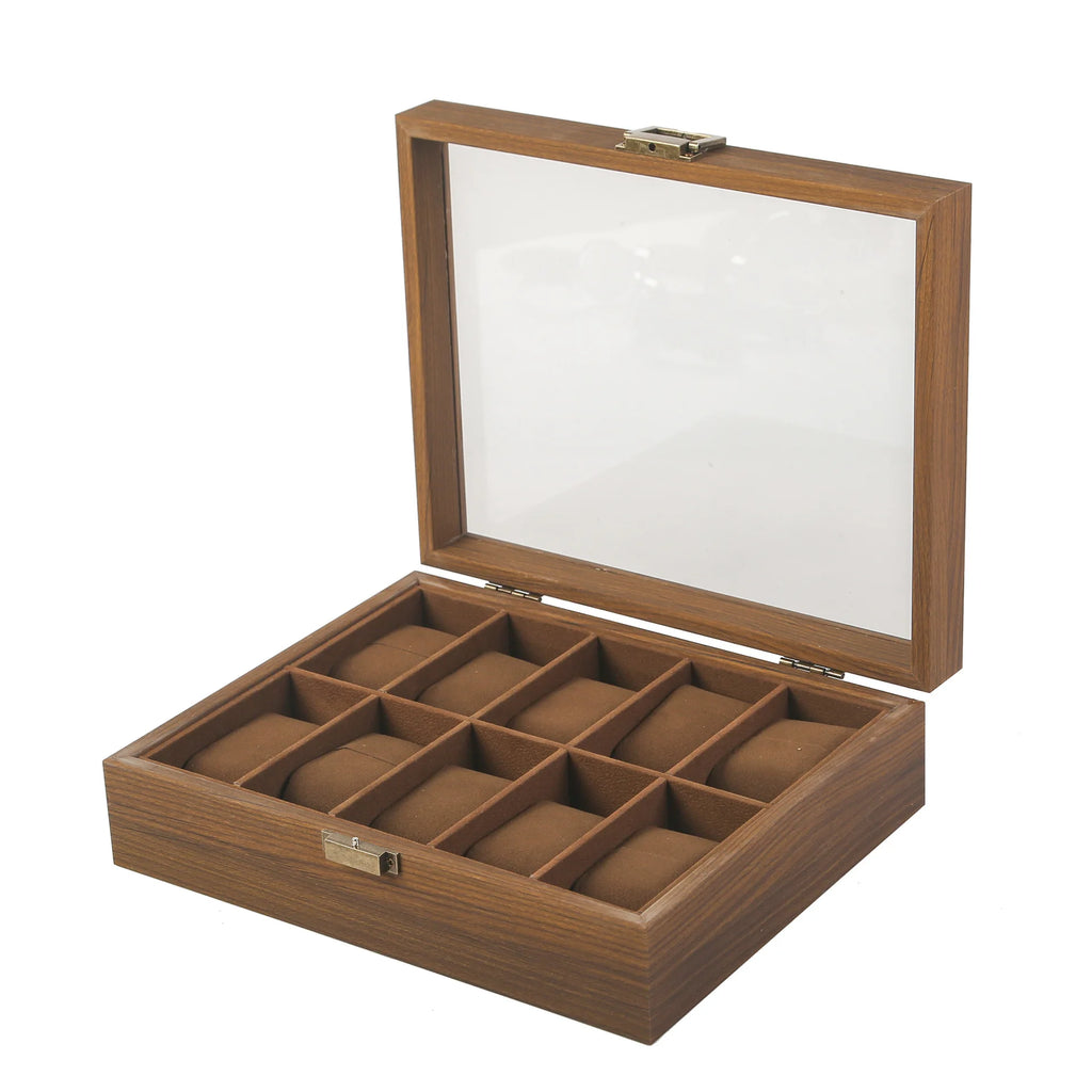 Elegant Wooden Jewelry & Watch Storage Box for Couples
