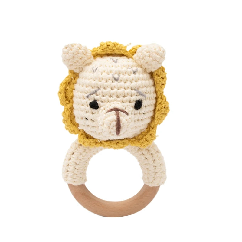 Bopoobo Baby Crochet Rattle Toy - Soft Wooden Teether & Infant Gym
