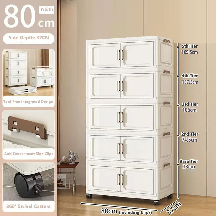 Folding Storage Cabinet - Versatile Toy & Snack Organizer for Home
