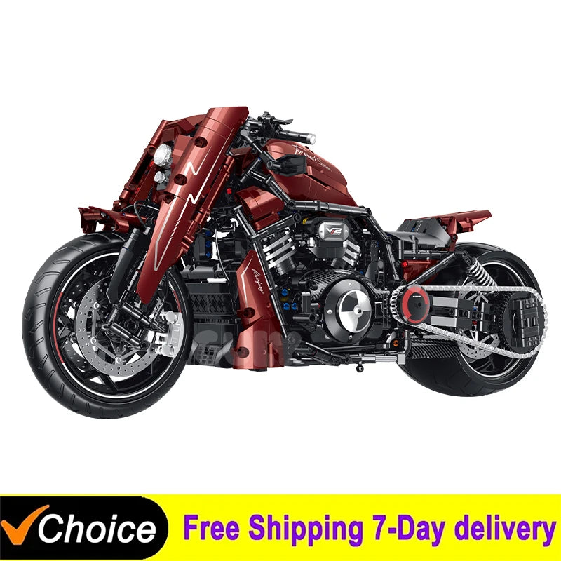 MOULD KING 1:5 Dark Racing Motorcycle Building Block Set for Kids