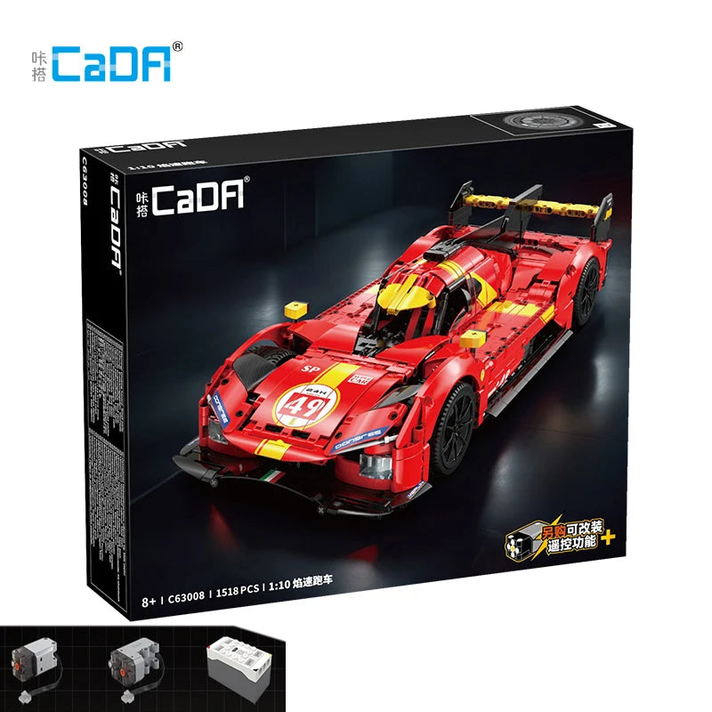 Cada Remote Control Flame Racing Car Model - 1518Pcs Building Blocks