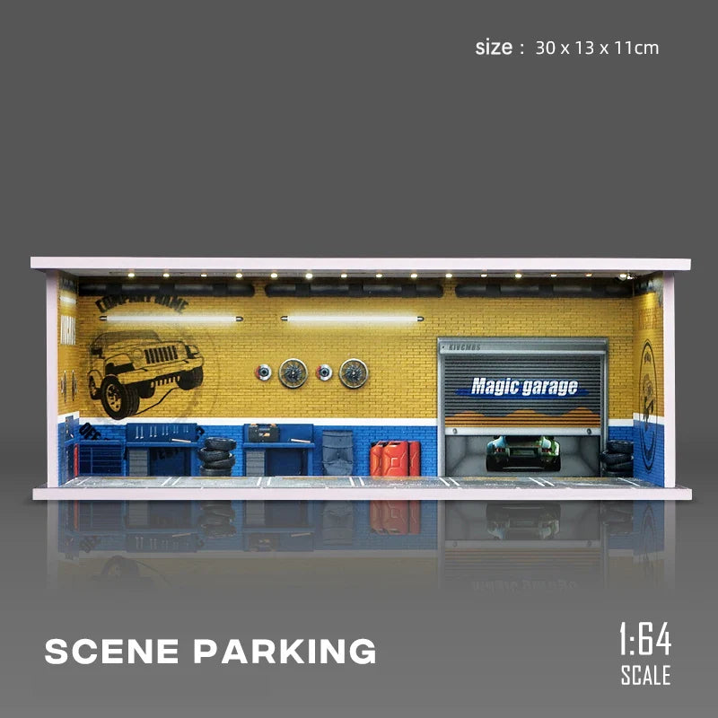 Vibrant LED Garage Scene Model 1:64 for Collector's Displays