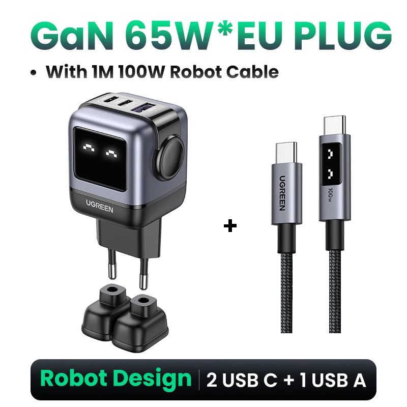 UGREEN 65W GaN Fast Charger - Unique Uno Robot Design
