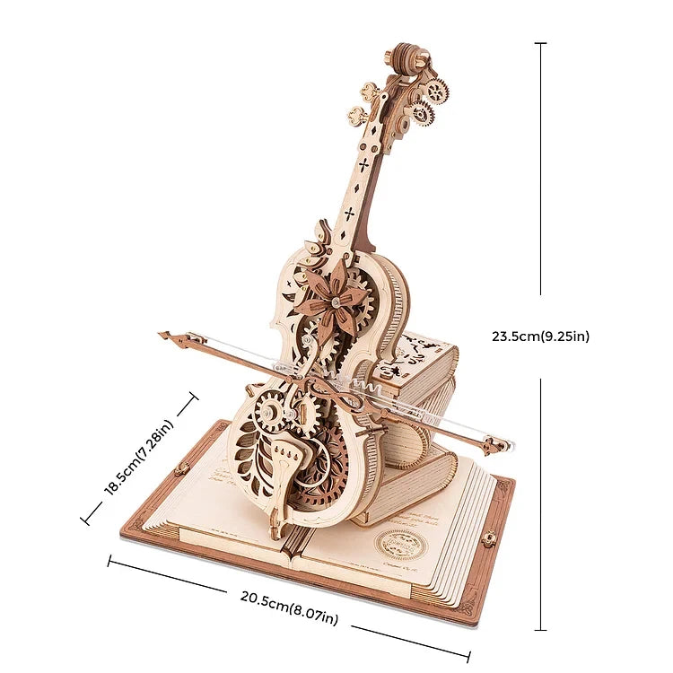 Robotime 3D Wooden Puzzle Cello Music Box - Fun & Creative Toy