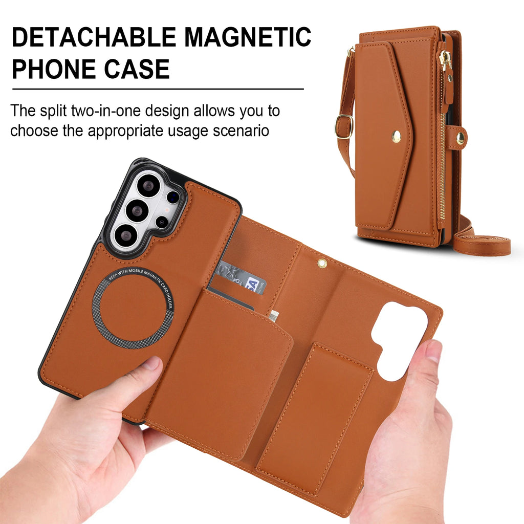 2-in-1 Magnetic Zipper Wallet Case for Samsung Galaxy S Series