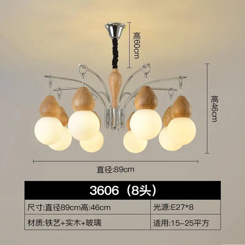 Elegant Walnut Chandelier | Eye Protection Pendant Light for Home
