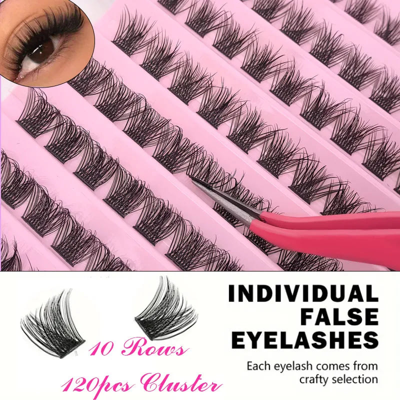 DIY Eyelash Extension Kit - Natural Long Individual Lashes Clusters
