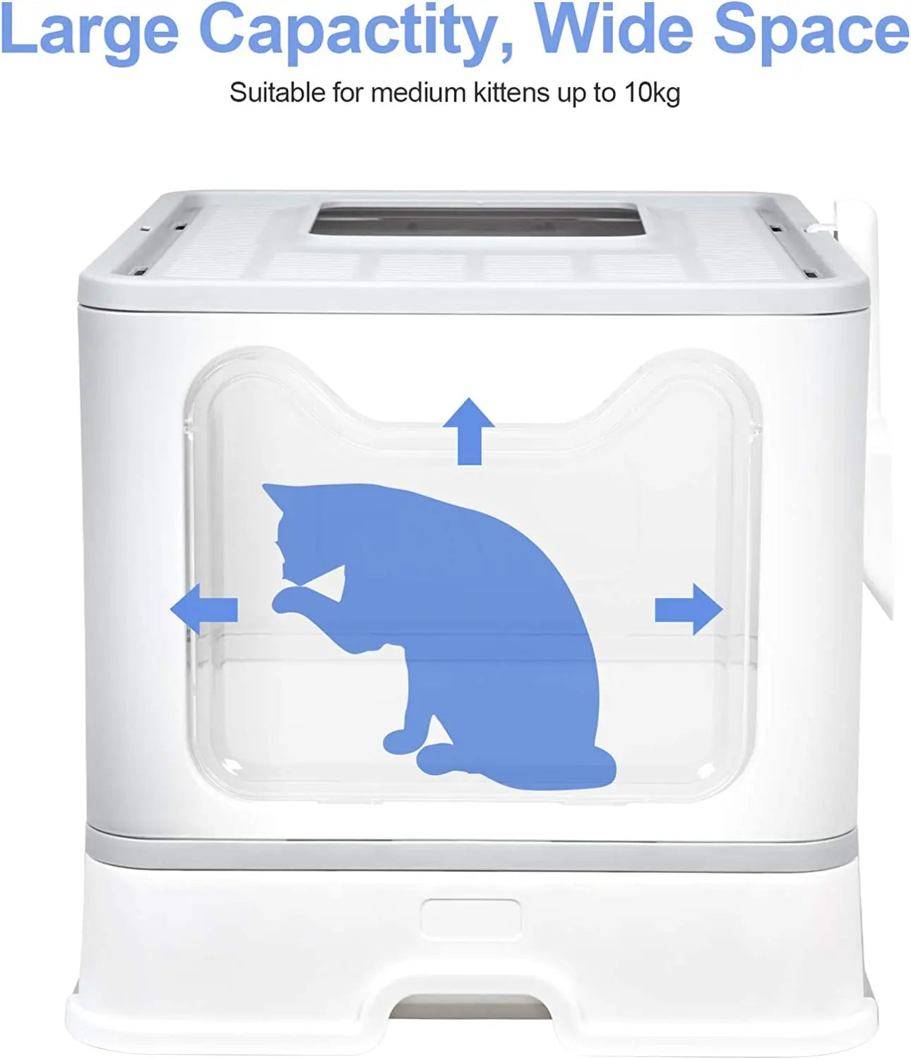 Extra Large Foldable Hooded Cat Litter Tray with Scoop - Easy Clean