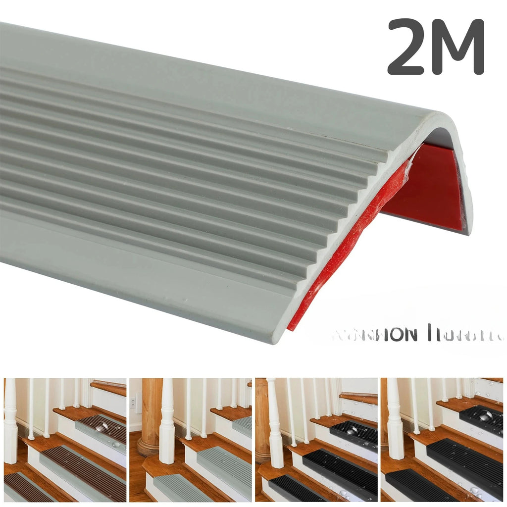Non-Slip Stair Edge Protector - Self-Adhesive PVC Trim, 2m L-Shape