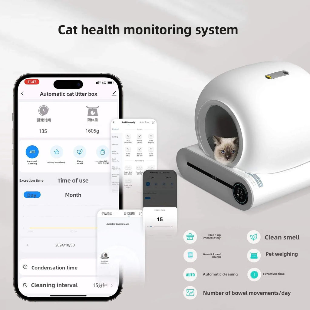 Automatic Smart Cat Litter Box - Hygienic, Large Capacity & App-Controlled