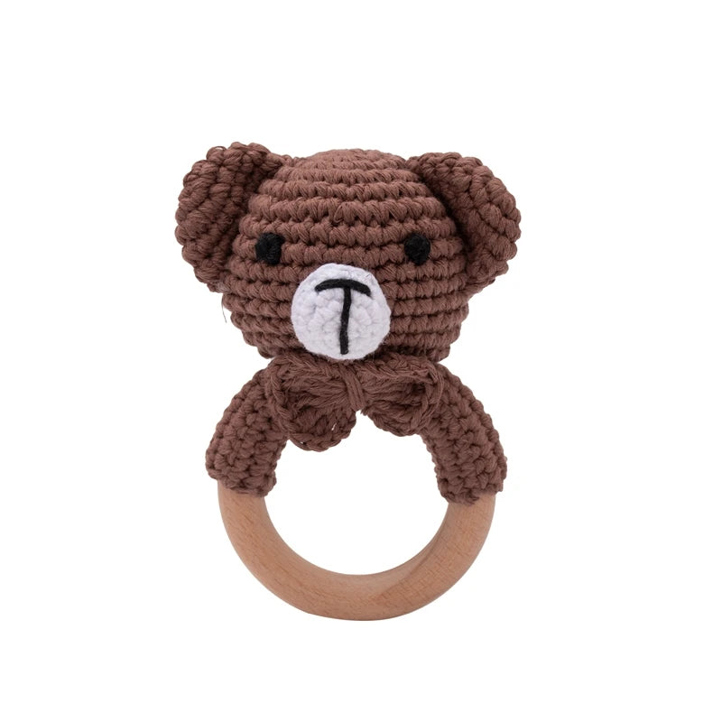 Bopoobo Baby Crochet Rattle Toy - Soft Wooden Teether & Infant Gym