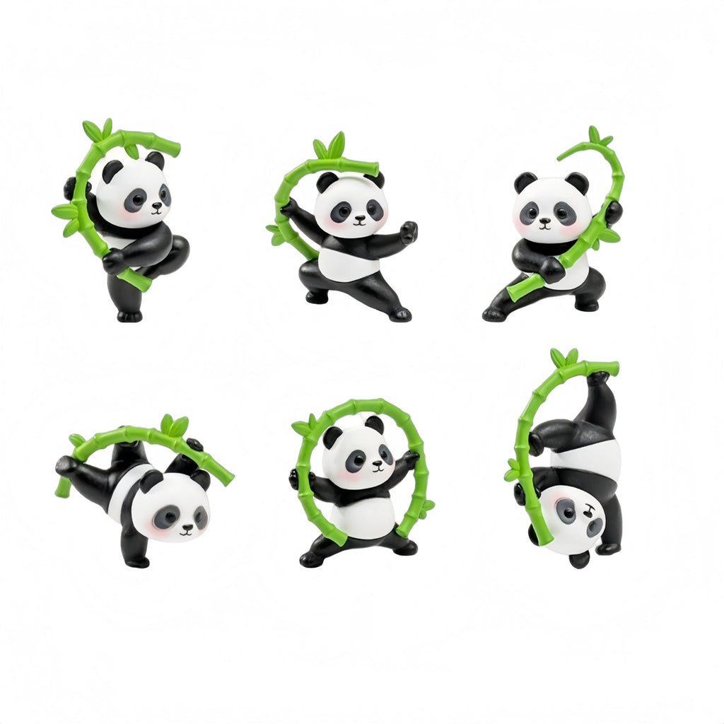 6-Piece Kung Fu Panda Figurine Set - Dynamic DIY Decor for Home & Office