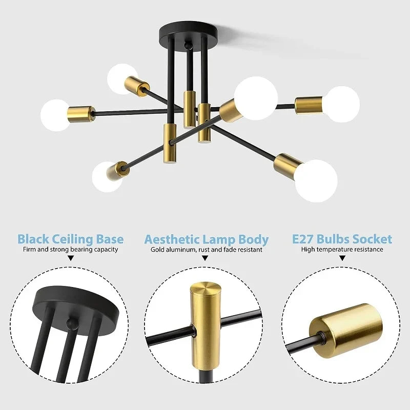 Retro Industrial Wrought Iron LED Ceiling Chandelier for Modern Decor