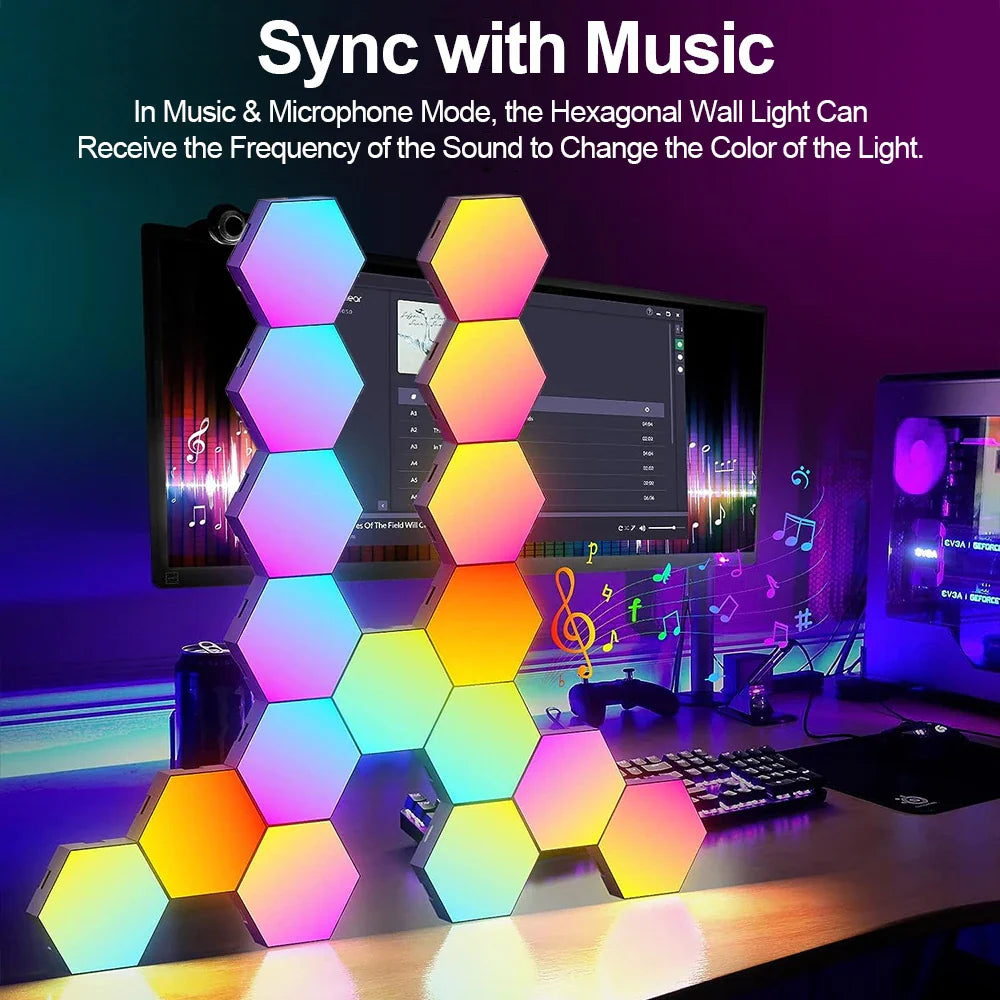 RGB Smart Hexagonal Wall Lamp - Color Changing Ambient Light