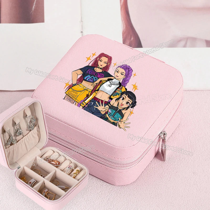 KPOP Jewelry Organizer Box - Stylish Travel Storage for Earrings & Necklaces