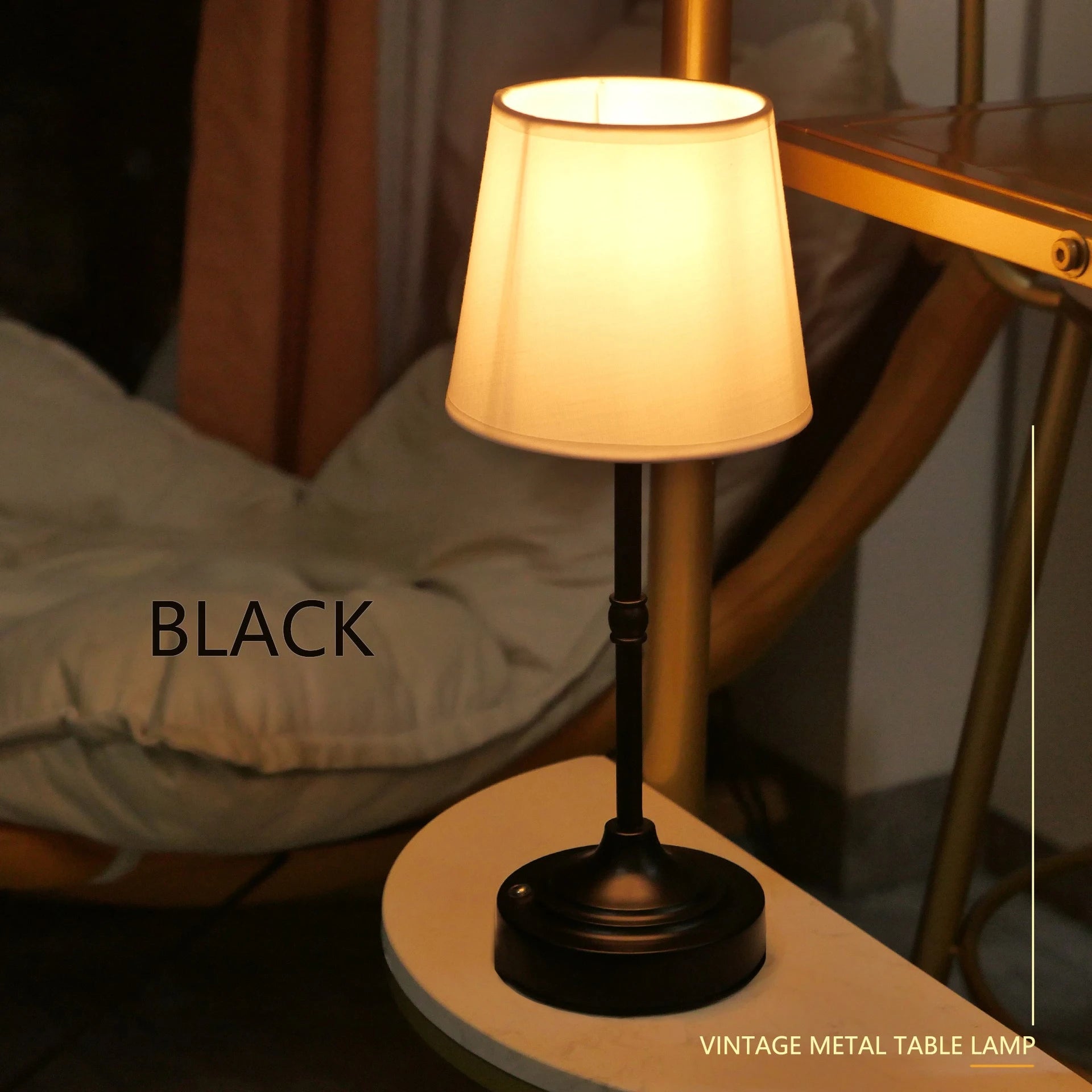 Modern Luxury Fabric Table Lamp - Dimmable & Rechargeable LED