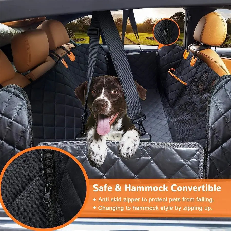 Waterproof Dog Car Seat Cover with Mesh Window - Universal Fit