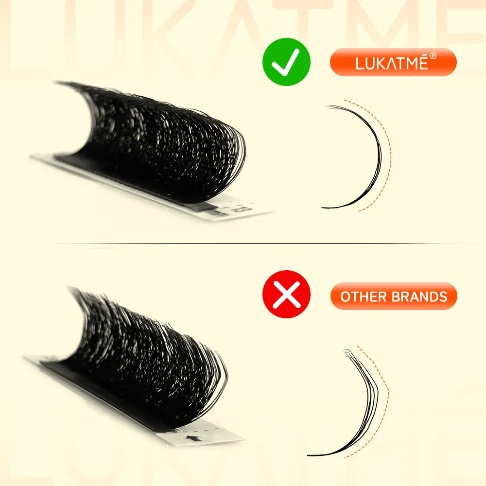 LUKATME 8PC Premade YY W Shape Curl Eyelash Extensions Mix Style