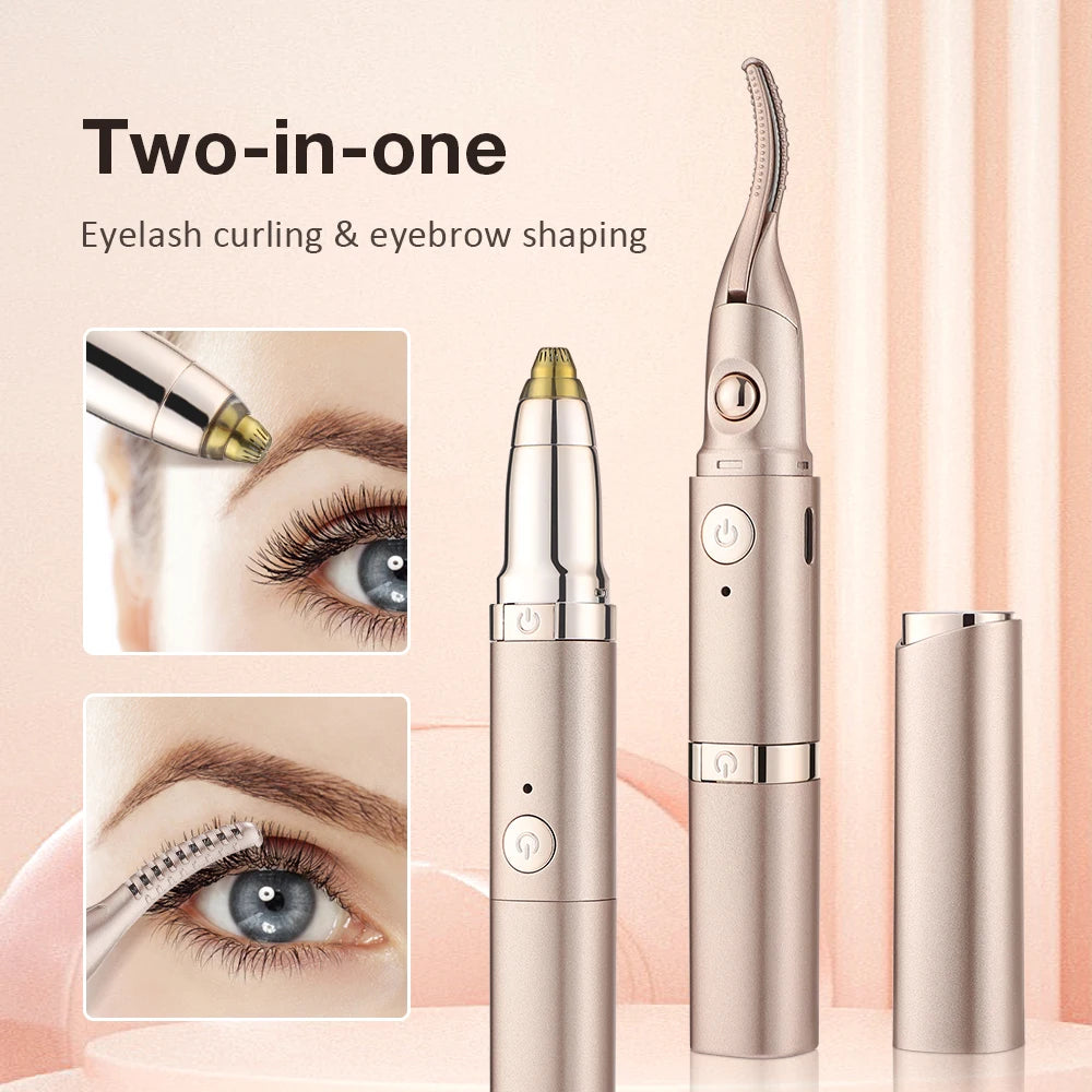 2-in-1 Heated Eyelash Curler & Eyebrow Trimmer - Quick & Easy Styling