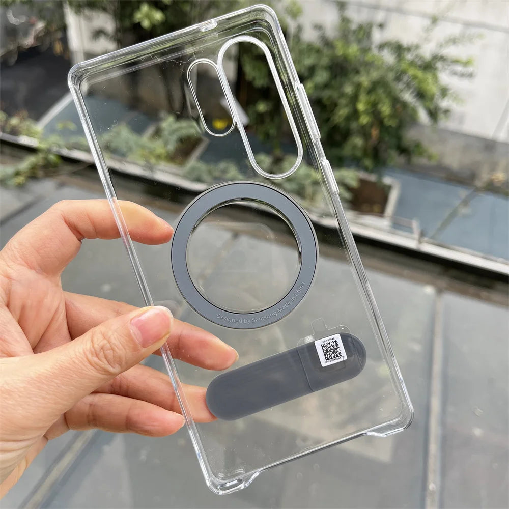 Samsung Clear Magnetic Phone Case with Kickstand for Galaxy S26/S25