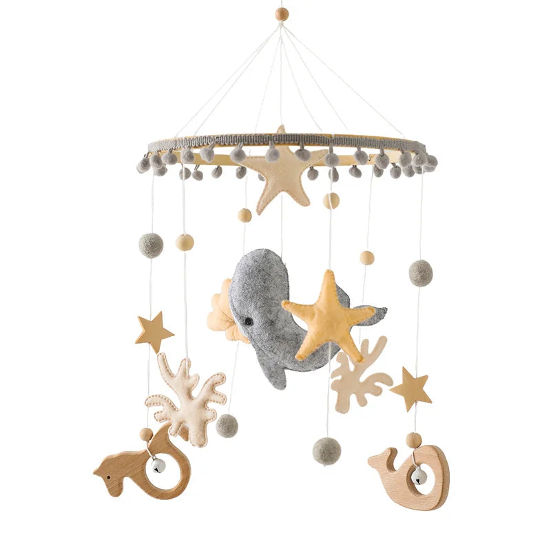 Wooden Baby Crib Mobile with Musical Rattle - Perfect Infant Toy