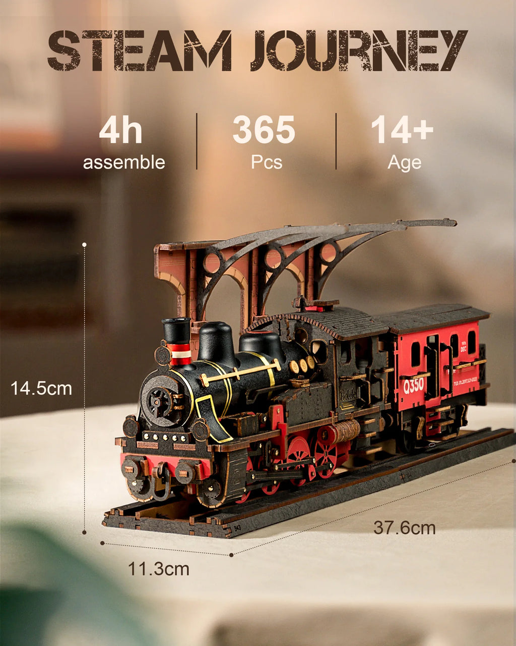 Robotime 3D Wooden Steam Train Puzzle - Engaging Craft Challenge