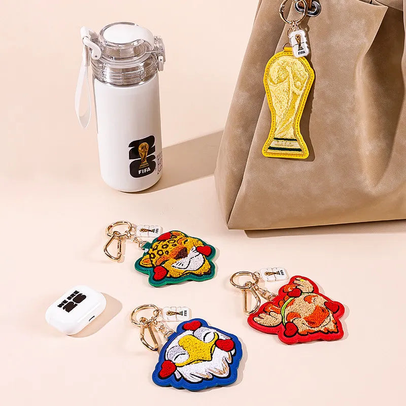 FIFA World Cup 2026 Trophy Keychain - Cute Towel Embroidery Charm