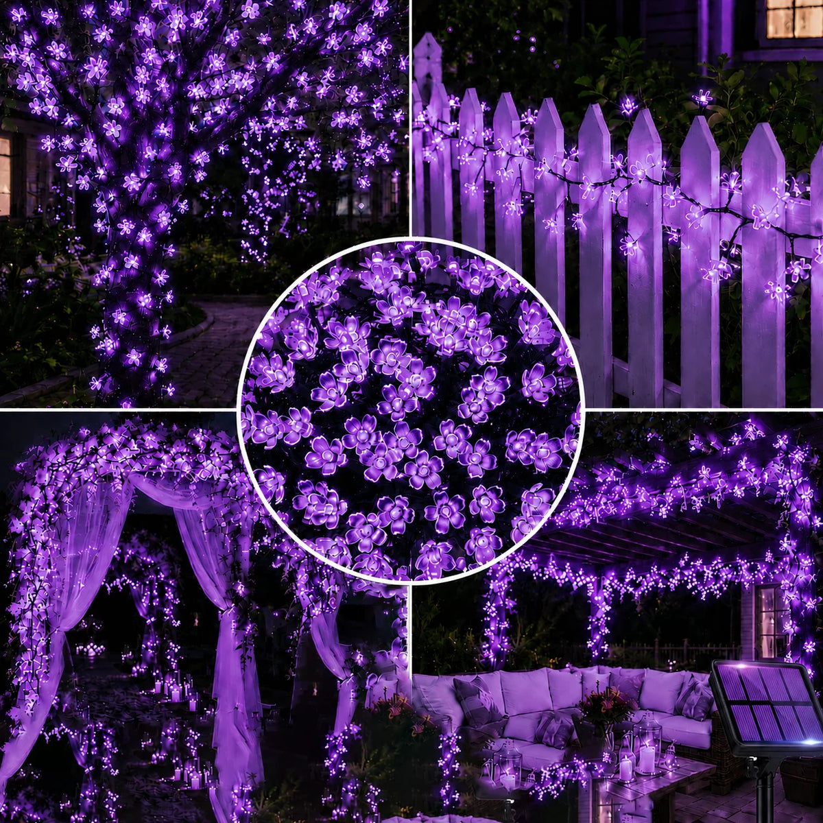 Outdoor Waterproof Solar Cherry Blossom String Lights - 8 Modes Decor