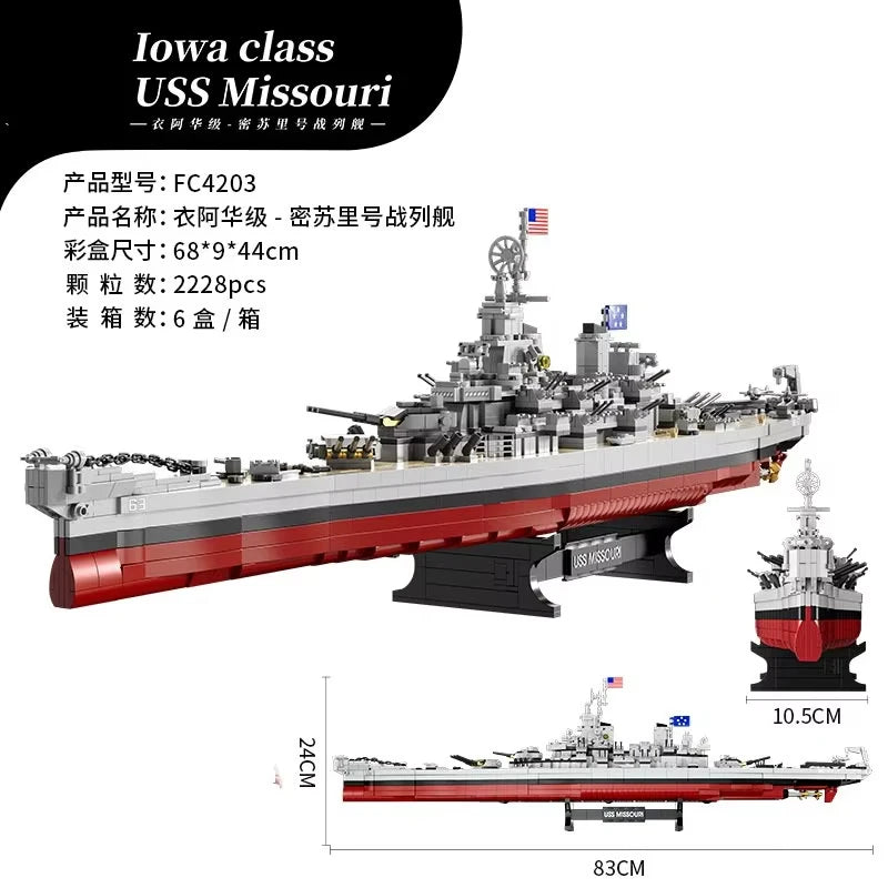 MOULD KING Military Battleship Model Building Blocks - Missouri Cruiser