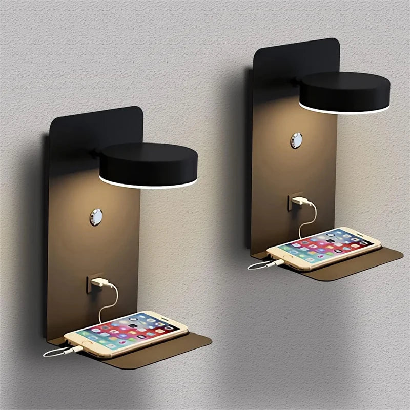 Modern LED Wall Lamp with USB Charging - Stylish Bedroom Night Light
