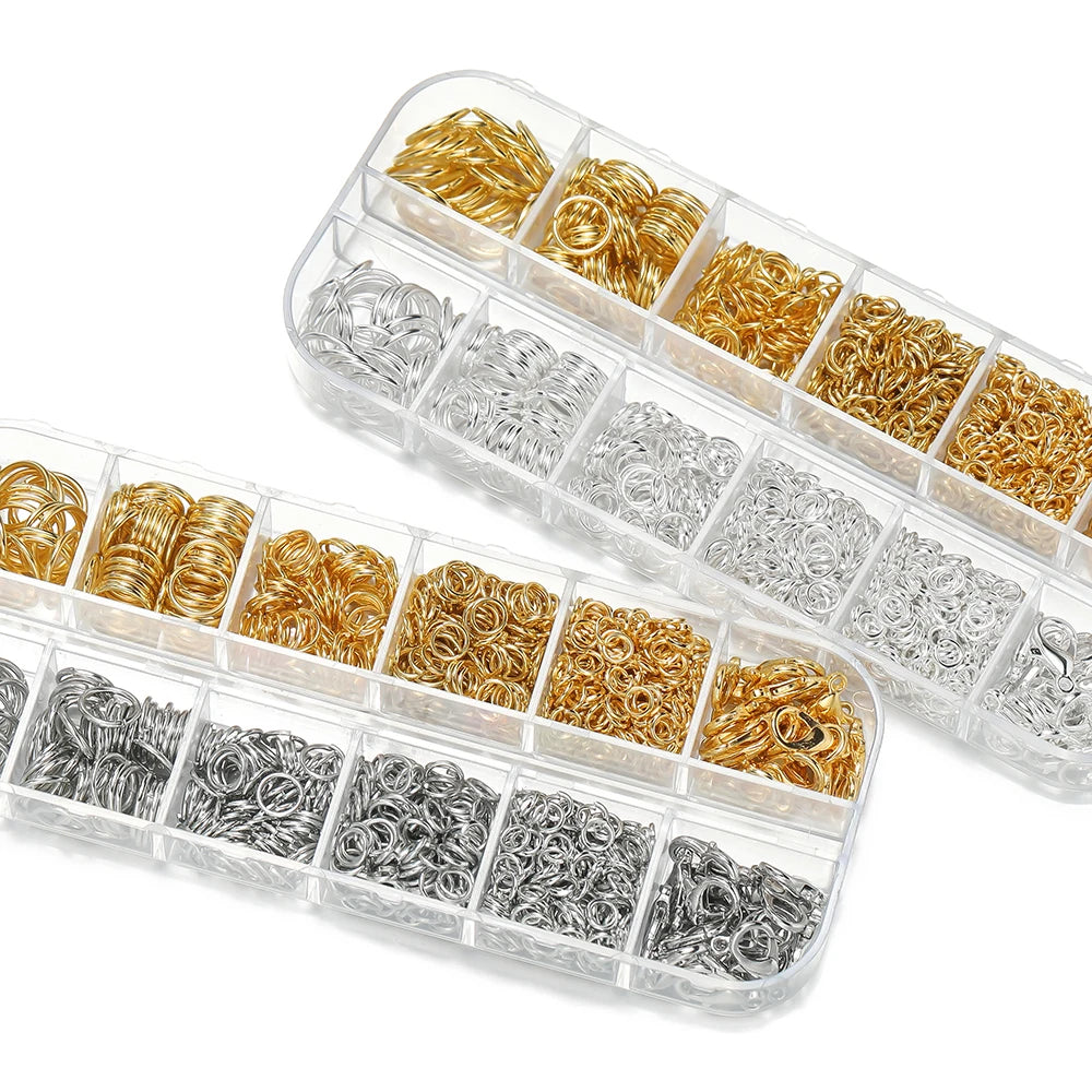 Jewelry Findings Kit with Zinc Alloy Jump Rings & Lobster Clasps