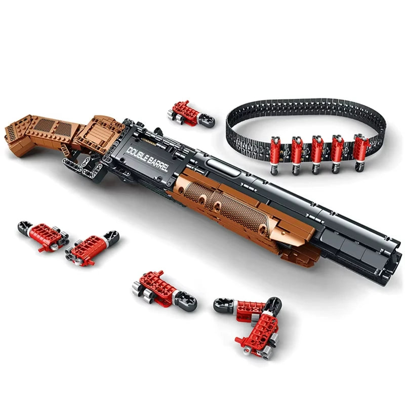 Reobrix 77028 Double Barrel Toy Gun Model - DIY Building Blocks Set