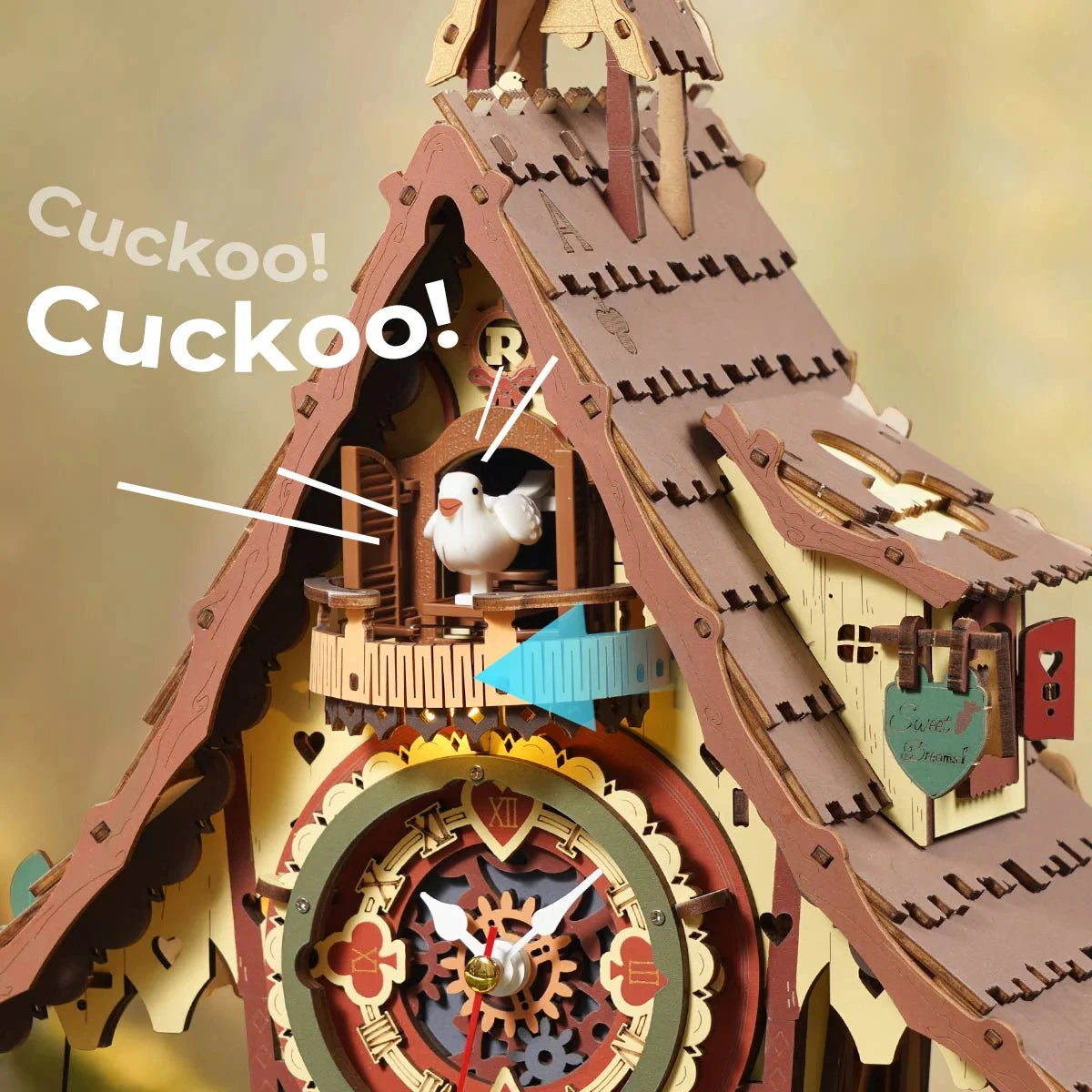 Robotime ROKR Cuckoo Clock: Unique 3D Wooden Puzzle Home Decor
