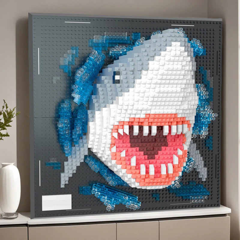 3D Micro Animal Blocks for Creative Wall Art - Sharks & Eagles DIY Kit