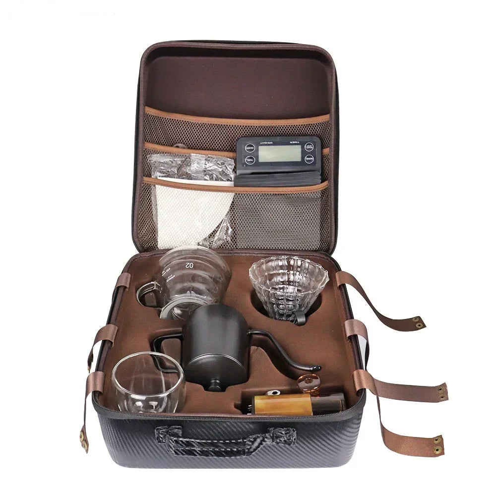 Portable Manual Coffee Grinder & Drip Kettle Set - Ideal for Camping