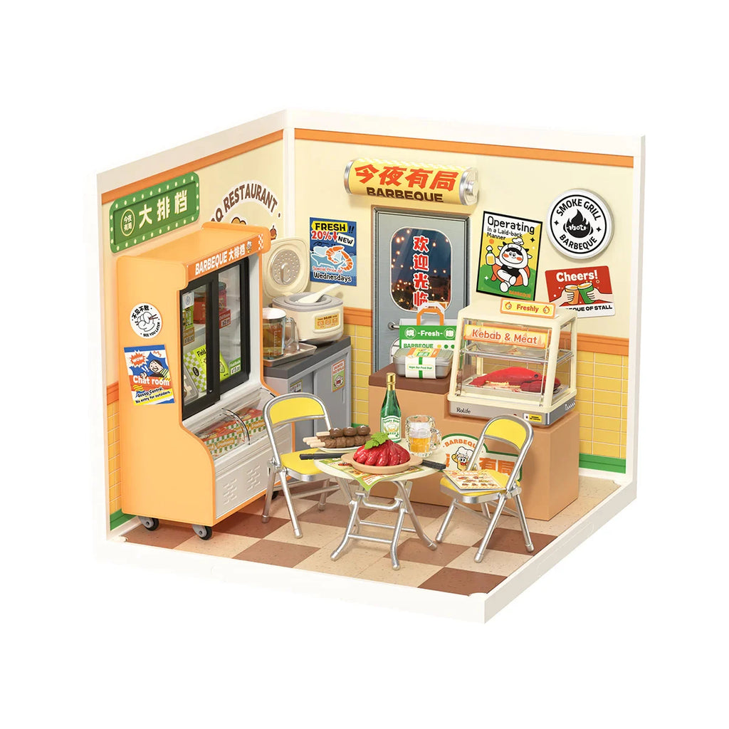 Rolife DIY Night Out Food Stall - Miniature Restaurant Kit for All Ages