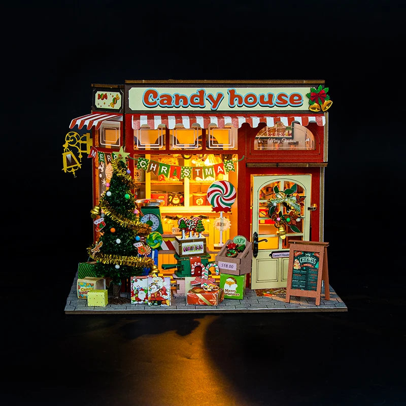 DIY Christmas Candy House Wooden Cottage Kit - Fun 3D Puzzle Model