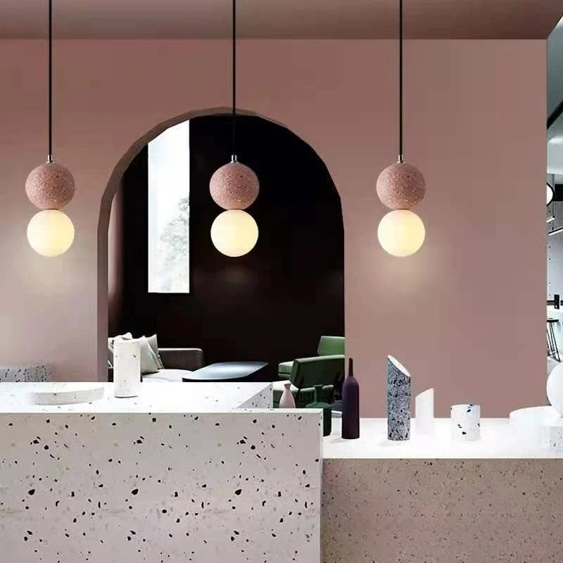 Modern G9 Pendant Lamp - Concrete Ball LED Chandelier for Home Decor