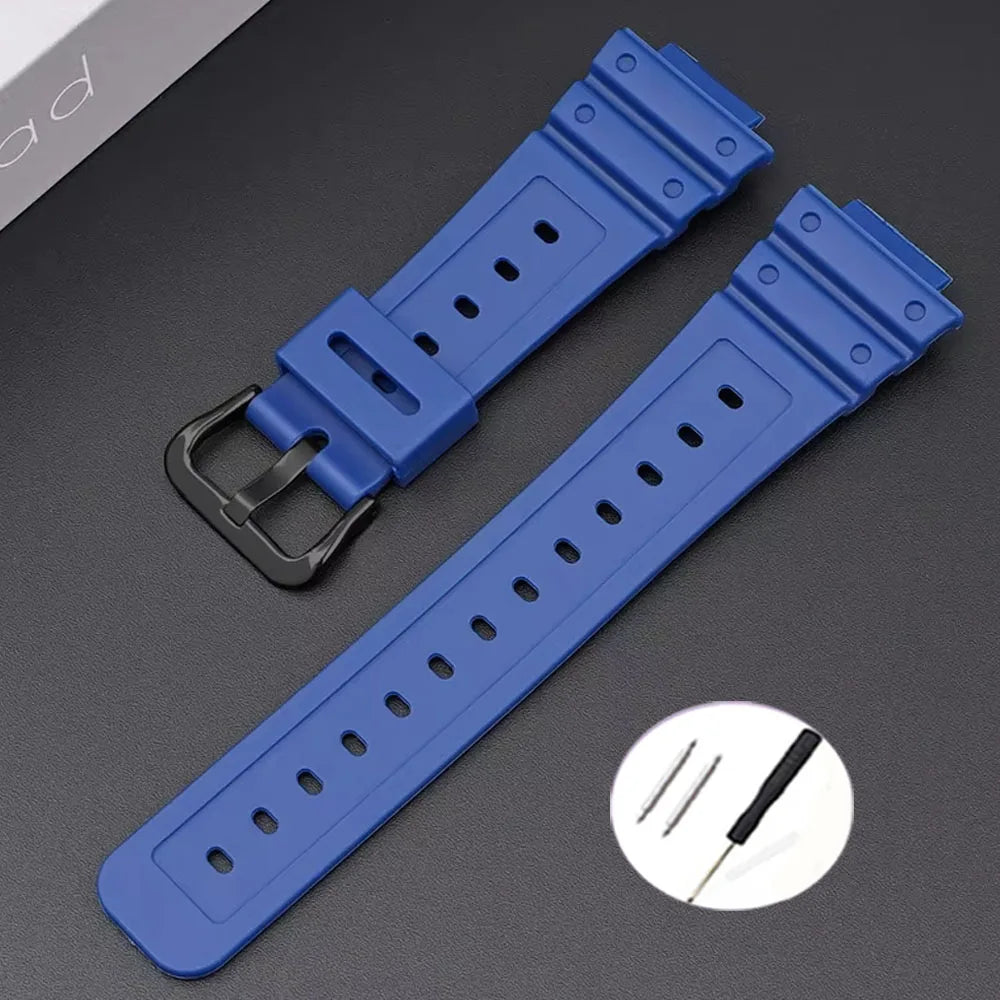 16mm Waterproof Silicone Watch Strap for Casio Models | Silver Buckle