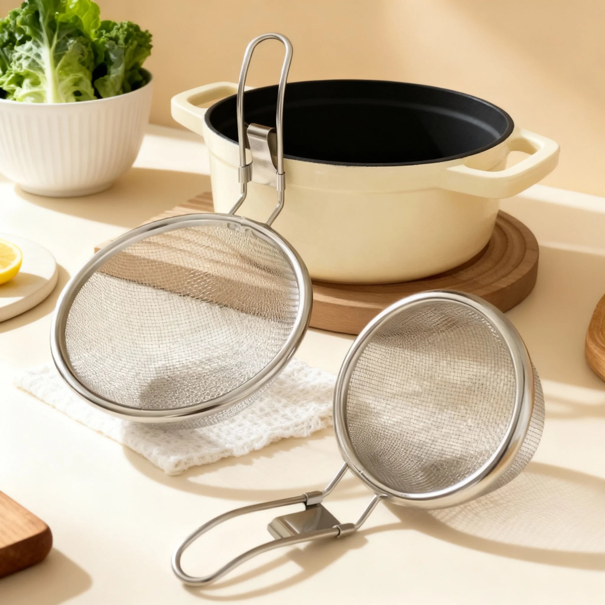 304 Stainless Steel Colander - Multi-functional Kitchen Strainer