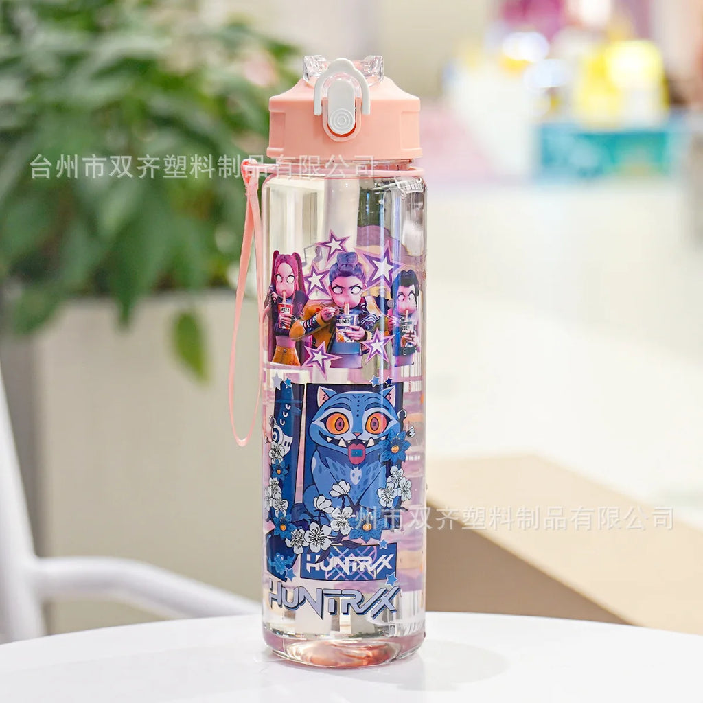 Cute 700ml Cartoon Print Water Cup with Straw - Perfect for Kids