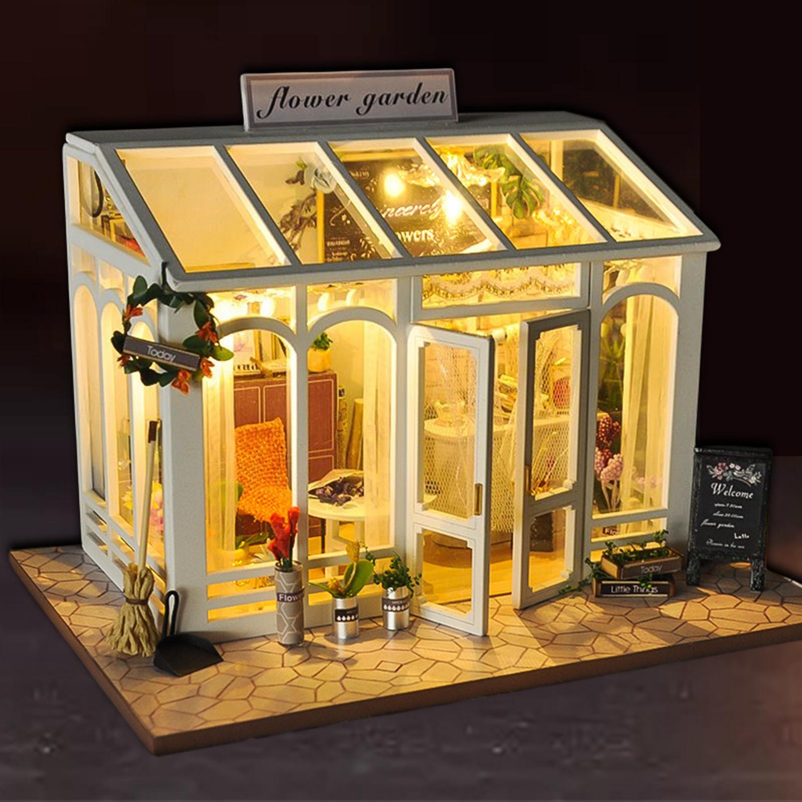 DIY Dollhouse Kit: 3D Flower Garden Puzzle with LED Lights