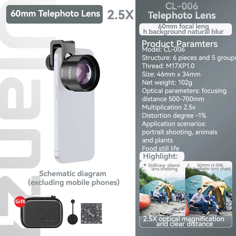 Ulanzi 75mm Macro Lens Kit for iPhone - Ultra Wide Fisheye Lens
