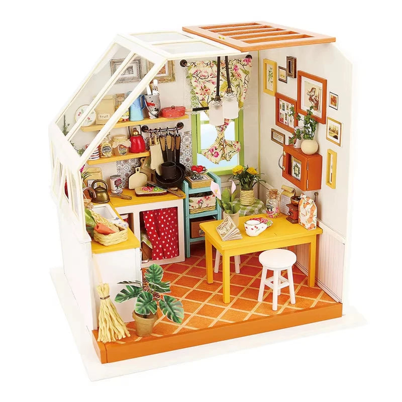 Robotime Green DIY Dollhouse Kit - Engaging Miniature Art Project