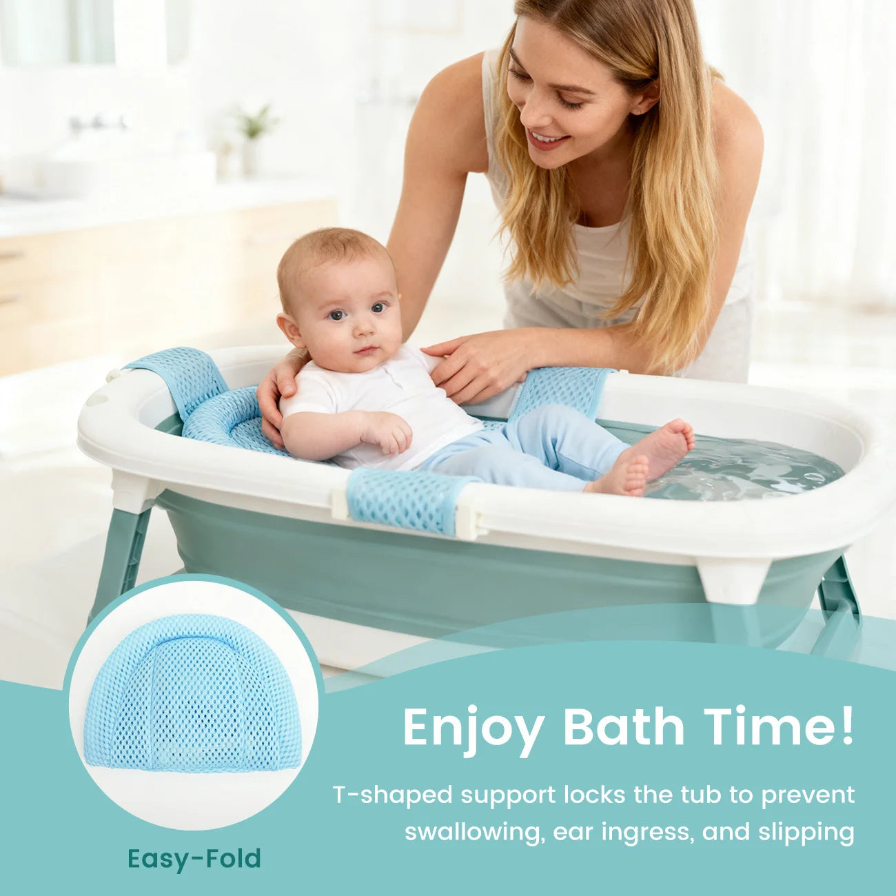 Non-Slip Baby Bath Support Mat for Newborns - Comfortable & Safe