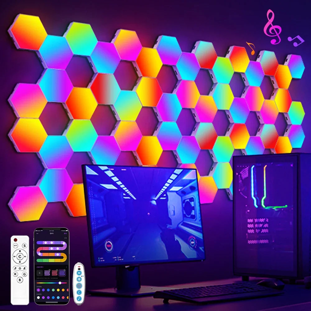RGB Smart Hexagonal Wall Lamp - Color Changing Ambient Light