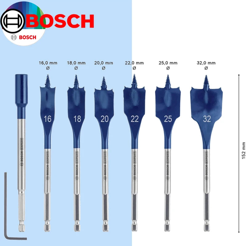 Bosch Triple Point Woodworking Flat Drill Bit Set - High Speed Steel 152mm