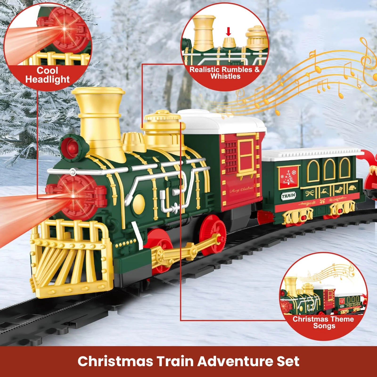 Festive Remote Control Electric Train Set with Lights & Sound - Holiday Fun