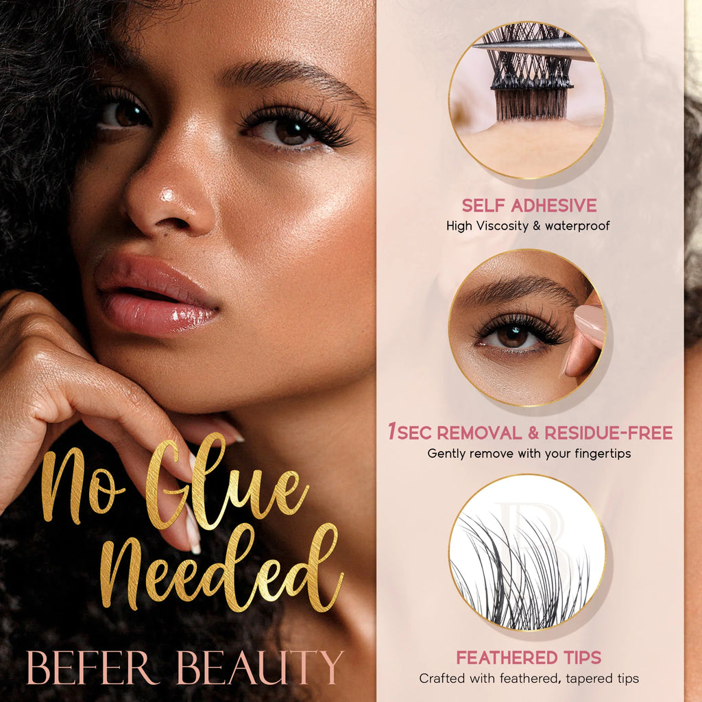 Befer No-Glue Self-Adhesive Lash Clusters - 120 Fluffy Eyelashes
